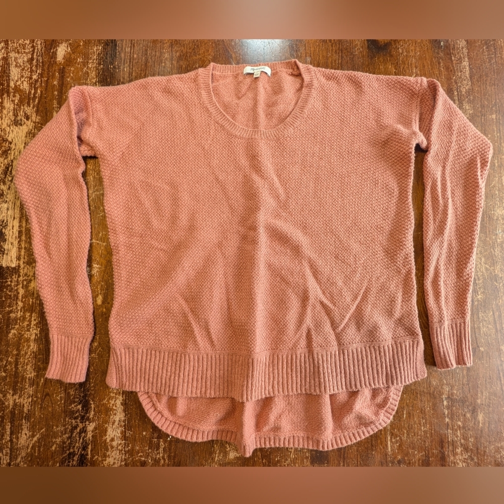 Madewell Waffle Knit Pullover Sweater Peach Womens Small Casual Career Fall Used
